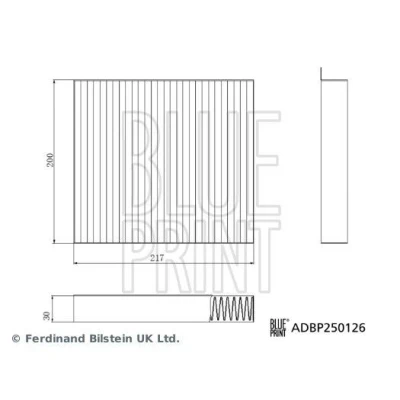 Billede af BLUE PRINT ADBP250126 Kabinefilter Aktivkulfilter 217mm 200mm 30mm