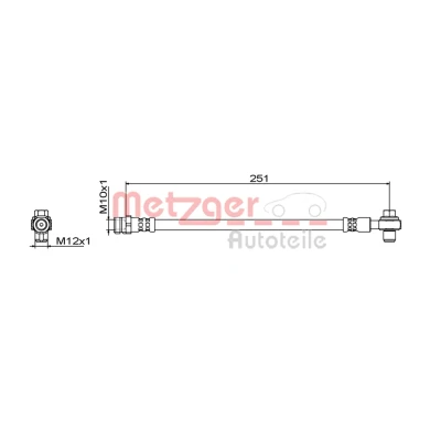 Billede af METZGER 4111830 Bremseslange Bagaksel venstre, højre 251 SKODA: Octavia 3 Combi, Schrägheck, VOLKSWAGEN: Golf 7