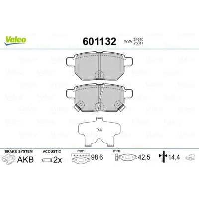 Billede af VALEO 601132 Bremseklodser bagaksel Inkl. slidadvarselskontakt med anti knirke plade TOYOTA: Prius PHV Hatchback, Urban Cruiser, III Hatchback