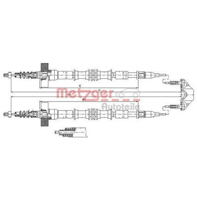 Billede af METZGER 11.5859 Håndbremsekabel bag 1593/1400+1593/1400 Skivebremse COFLE OPEL: Astra G Caravan, CC