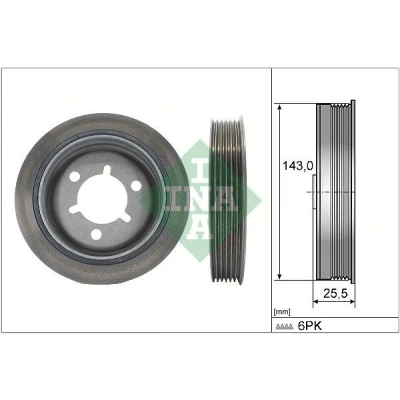 Billede af INA 544 0145 10 Remskive Krumtapaksel 143,00 PEUGEOT: 308 I SW, 307 Stationcar, CITROËN: C4 Hatchback