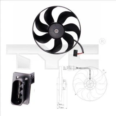 Billede af TYC 802 0009 Køleventilator til køretøjer uden klimaanlæg 345 80/120 kølerventilatorramme (karm) SKODA: Fabia 2, Octavia 2 Combi