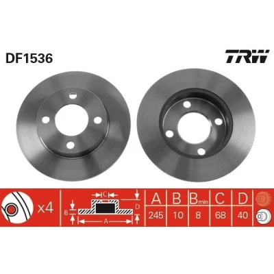 Billede af TRW DF1536 Bremseskiver 245 10 4 108 fuldstændigt lakeret AUDI: 80 B4 Sedan, B3, 90 B3