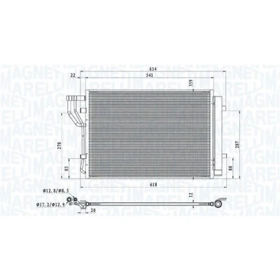 Billede af MAGNETI MARELLI 350203805000 Kondensator med tørrer 525x359x12 359 525 12 HYUNDAI: i20 I Hatchback