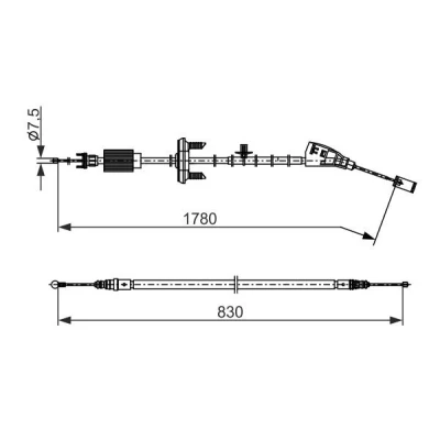 Billede af BOSCH 1 987 482 797 Håndbremsekabel 1640, 830 PEUGEOT: 3008 I