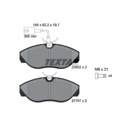 Billede af TEXTAR 2360201 Bremseklodser med indbygget slid advarselskontakt bremsecaliperskruer FIAT: Ducato II Ladvogn/Chassis, Van, Bus