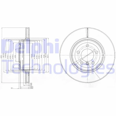 Billede af DELPHI BG9789 Bremseskiver 345 24 5 ventileret olieret ubehandlet uden hjullejer, ABS sensorring BMW: 7