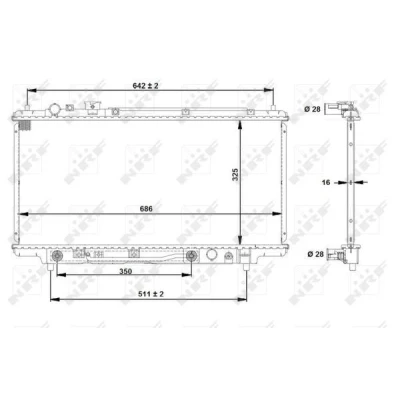 Billede af NRF 53519 Radiator Aluminium 686 325 16 med monteringsdele Loddet køleripper