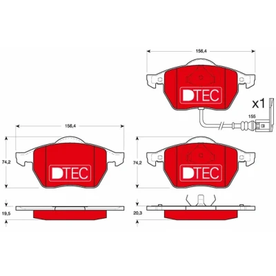 Billede af TRW DTEC COTEC GDB1403DTE Bremseklodser Inkl. slidadvarselskontakt VOLKSWAGEN: Golf 4, 5, Polo IV Hatchback, AUDI: TT Coupe, A3 Hatchback