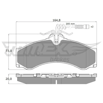 Billede af TOMEX brakes TX 11 481 Bremseklodser Inkl. slidadvarselskontakt MERCEDES BENZ: Sprinter 4 T Ladvogn/Chassis, 3 Ladvogn/Chassis