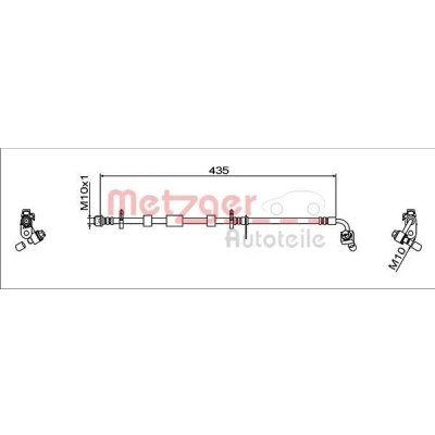Billede af METZGER 4111929 Bremseslange højre foraksel 435mm M10x1mm