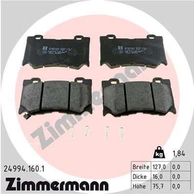 Billede af ZIMMERMANN 24994.160.1 Bremseklodser med akustisk advarsel for slid Billede svarer til leveringsomfang, fjeder INFINITI: FX SUV, QX70 SUV