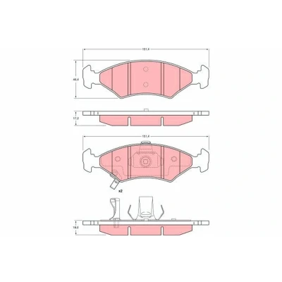 Billede af TRW GDB3224 Bremseklodser med akustisk advarsel for slid KIA: Sephia I Hatchback