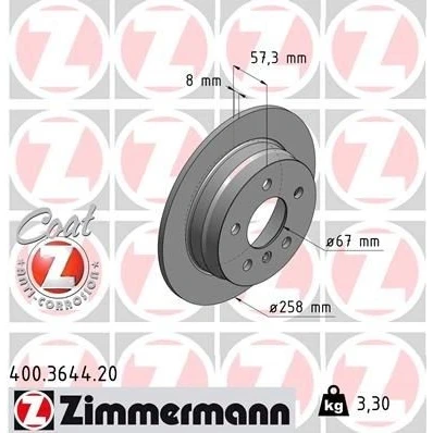 Billede af ZIMMERMANN COAT Z 400.3644.20 Bremseskiver 258 8 6/5 5 112 fuldstændigt coatet MERCEDES BENZ: B klasse, A klasse