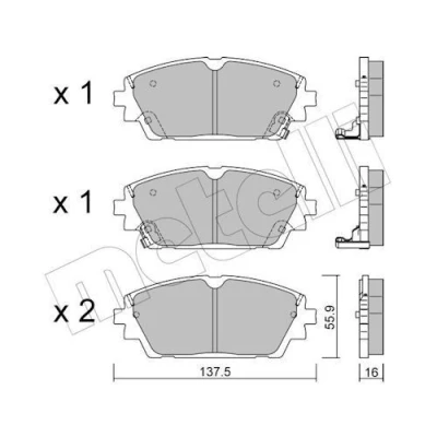 Billede af METELLI 22 1237 0 Bremseklodser med akustisk advarsel for slid MAZDA: 3 Hatchback, Sedan