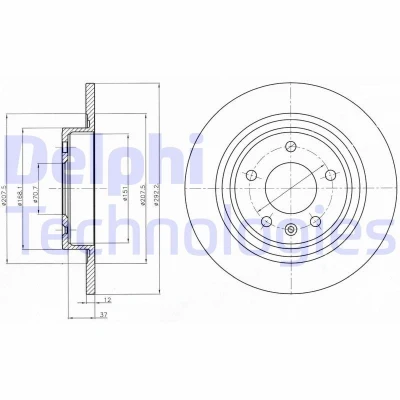 Billede af DELPHI BG4279 Bremseskiver 292 12 5 fuldstændigt olieret ubehandlet uden hjullejer, ABS sensorring OPEL: Astra J Sports Tourer, Hatchback