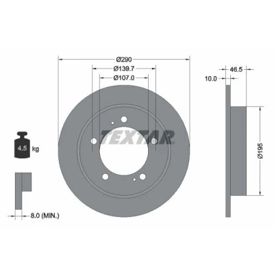 Billede af TEXTAR PRO 92066003 Bremseskiver 290 10 05/07 139,7 fuldstændigt coatet uden hjulbolte, hjulnav SUZUKI: Jimny SUV, Vitara I SUV Cabriolet
