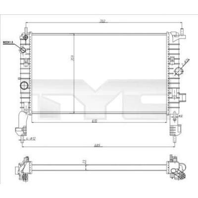 Billede af TYC 725 0048 R Radiator 610 359 23 Mekanisk fuget køleripper OPEL: Meriva A
