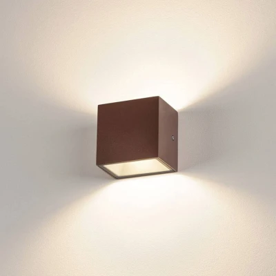 Billede af SLV Sitra Cube LED udendørs væglampe, rust