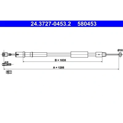Billede af ATE 24.3727 0453.2 Håndbremsekabel 1285 MERCEDES BENZ: Vito Bus