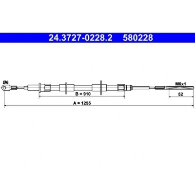 Billede af ATE 24.3727 0228.2 Håndbremsekabel 1255