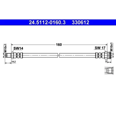 Billede af ATE 24.5112 0160.3 Bremseslange 160 M10x1 ALFA ROMEO: 155
