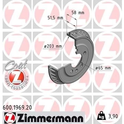 Billede af ZIMMERMANN 600.1969.20 Bremsetromler 250 SEAT: IBIZA 5