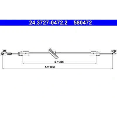 Billede af ATE 24.3727 0472.2 Håndbremsekabel 1468 MERCEDES BENZ: Sprinter 3.5 T Bus