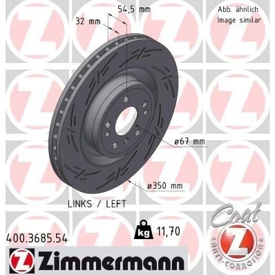 Billede af ZIMMERMANN 400.3685.54 Bremseskiver 350 32 8/5 5 112 indvendigt ventileret, opslidset coatet højkarboniseret MERCEDES BENZ: GLE SUV, ML klasse