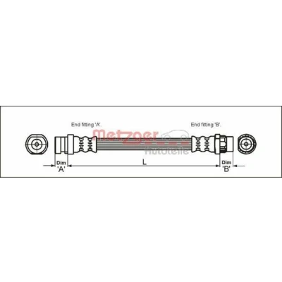 Billede af METZGER 4111169 Bremseslange 186 F10 x 1 RENAULT: LAGUNA 3 Grandtour, ESPACE 4, GRAND SCENIC 2