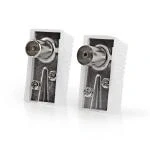Billede af IEC (Coax) Stik Vinklet Han / Hun Nikkelplateret 75 Ohm Skru Kabeldiameter: 7.0 mm Metal PVC Hvid 2 stk. Blister