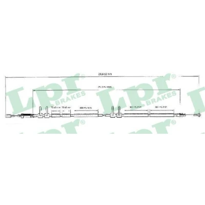 Billede af LPR C0989B Håndbremsekabel 2910/2650mm Skivebremse PEUGEOT: Boxer Van, Bus, FIAT: Ducato III Van