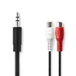 Billede af Stereo Audio kabel 3.5 mm Hanstik 2x RCA Hun Nikkelplateret 0.20 m Runde Sort Box