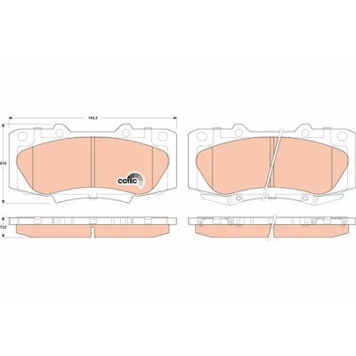 Billede af TRW GDB3528 Bremseklodser COTEC med akustisk advarsel for slid TOYOTA: HILUX 3 Pick up
