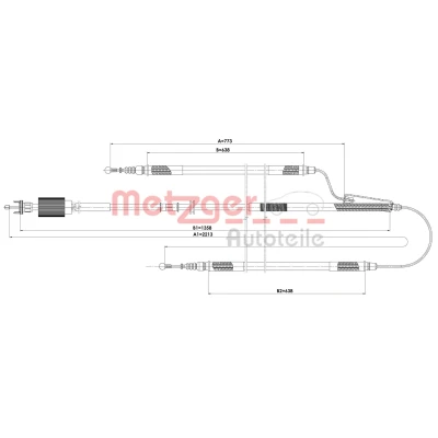 Billede af METZGER 11.5845 Håndbremsekabel bagved til venstre, højre 2213/773+1358/638 COFLE OPEL: Insignia A Sports Tourer