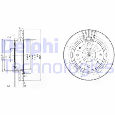 Billede af DELPHI BG3750 Bremseskiver 257 24 4 ventileret olieret ubehandlet uden hjullejer, ABS sensorring HYUNDAI: Matrix, SONATA 4, Elantra III Hatchback