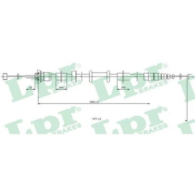 Billede af LPR C0519B Håndbremsekabel 1471/1258 Skivebremse FIAT: Panda II Hatchback