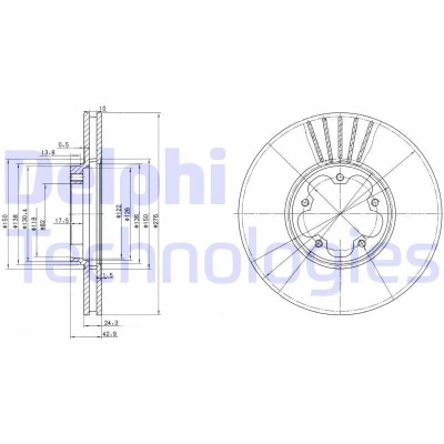 Billede af DELPHI BG3676 Bremseskiver 276 24 5 ventileret olieret ubehandlet uden hjullejer, ABS sensorring FORD: Transit Mk5 Bus