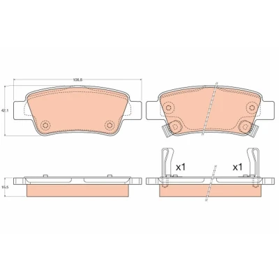 Billede af TRW GDB3576 Bremseklodser med akustisk advarsel for slid HONDA: CR V 4
