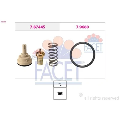 Billede af FACET 7.8744 Termostat 105 Made in Italy OE Equivalent med pakning, uden forbindelsesstykker VOLKSWAGEN: Golf 6, Passat B7 Variant, 5