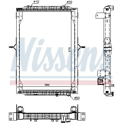 Billede af NISSENS 63786 Radiator Aluminium 970 689 48 med ramme Loddet køleripper