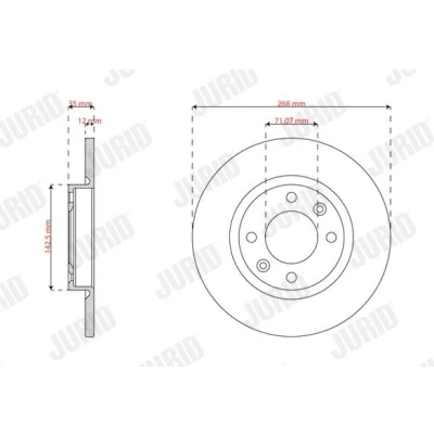 Billede af FERODO Bremseskive PEUGEOT: 208 II Hatchback, CITROËN: C4 III Hatchback 268mm 12mm 4 71mm fuldstændigt DDF3167C Bremseskiver, Skivebremser