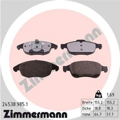 Billede af ZIMMERMANN 24538.985.1 Bremseklodser Billede svarer til leveringsomfang CITROËN: C4 II Hatchback, I Grand Picasso, Picasso 1, PEUGEOT: 5008