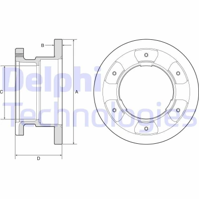 Billede af DELPHI BG9201 Bremseskiver 306 22 6 fuldstændigt olieret ubehandlet uden hjullejer, ABS sensorring IVECO: DAILY 3 Kasten/Kombi