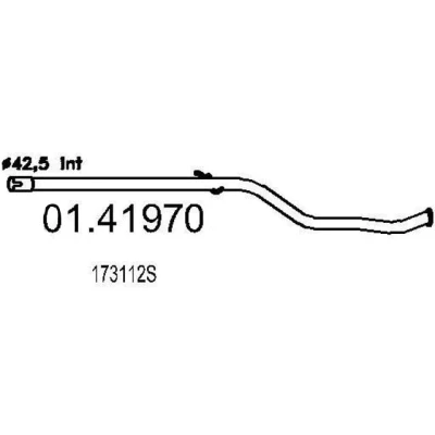 Billede af MTS 01.41970 Udstødningsrør 1180 bag til bagerste lydpotte PEUGEOT: 106 II Hatchback