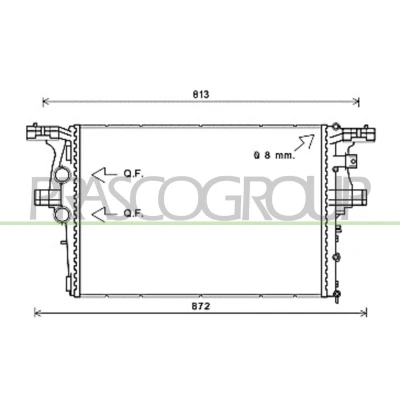 Billede af PRASCO FT929R002 Radiator Aluminium 640 440 32 med lynkobling Loddet køleripper IVECO: Daily 6
