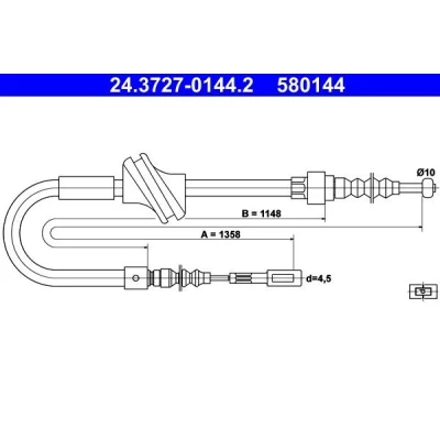 Billede af ATE 24.3727 0144.2 Håndbremsekabel 1358 AUDI: Coupe B3