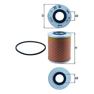 Billede af MAHLE ORIGINAL OX 15D Oliefilter Filterindsats LAND ROVER: 110/127, RENAULT: 4 Stationcar