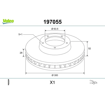 Billede af VALEO 197055 Bremseskiver foraksel 300 28 5 ventileret uden skrue, ABS sensorring, integreret hjulleje FORD: MONDEO 4 Turnier, S Max Mk1