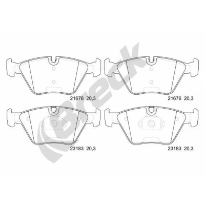 Billede af BRECK 23183 00 701 Bremseklodser Forberedt til slidindikator BMW: 3 Sedan, Touring, Coupe, MG: ZT T Stationcar
